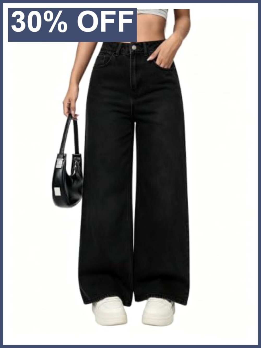 Women's High Waisted Wide Leg Jeans Non-Stretch Denim Mom Jeans